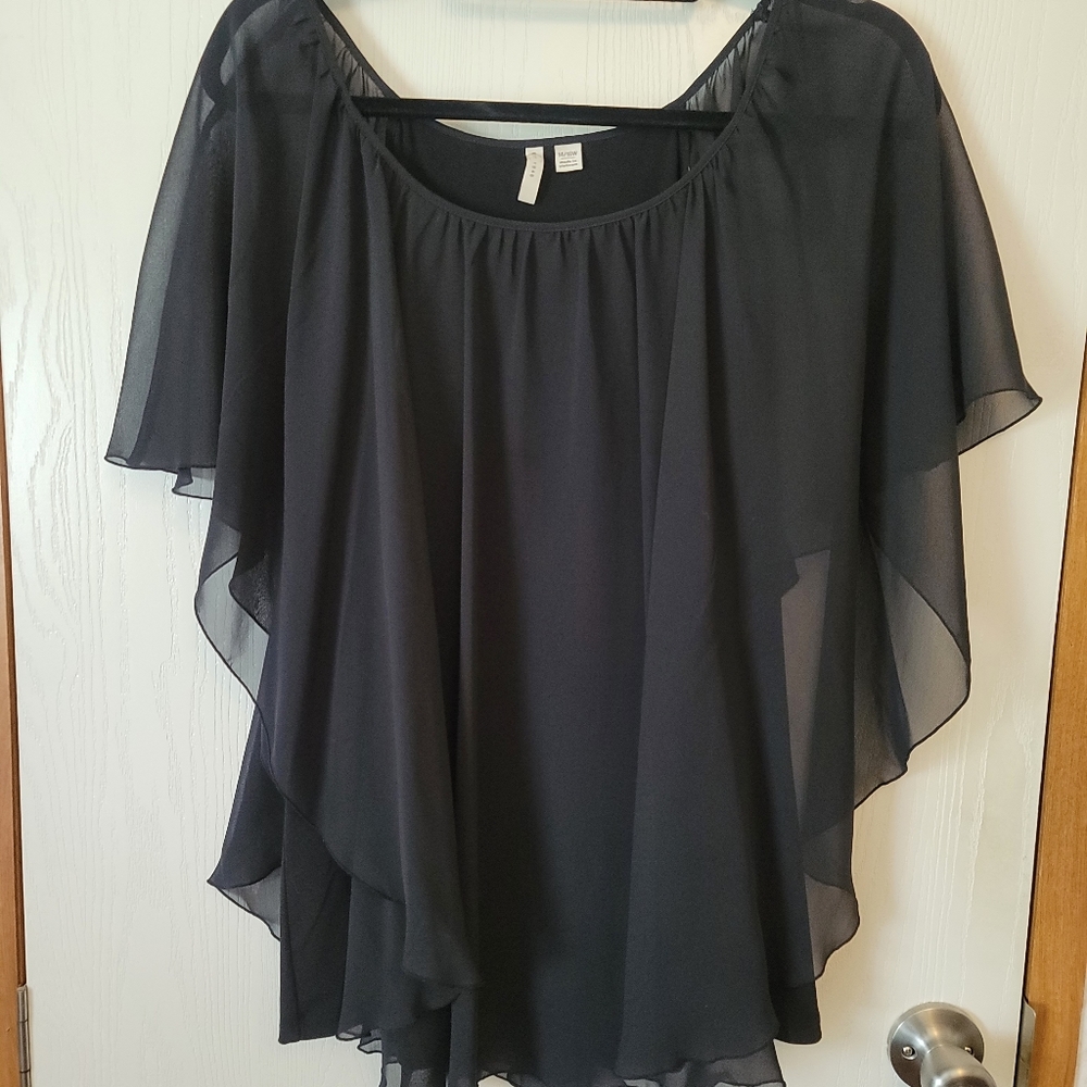 Cato brand blouse with gauzy overlay XL